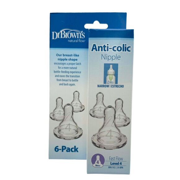 Dr. Brown's Original Nipple Level 4 9m+ Fast-Flow Feeding System 6-count NEW - Picture 2 of 7
